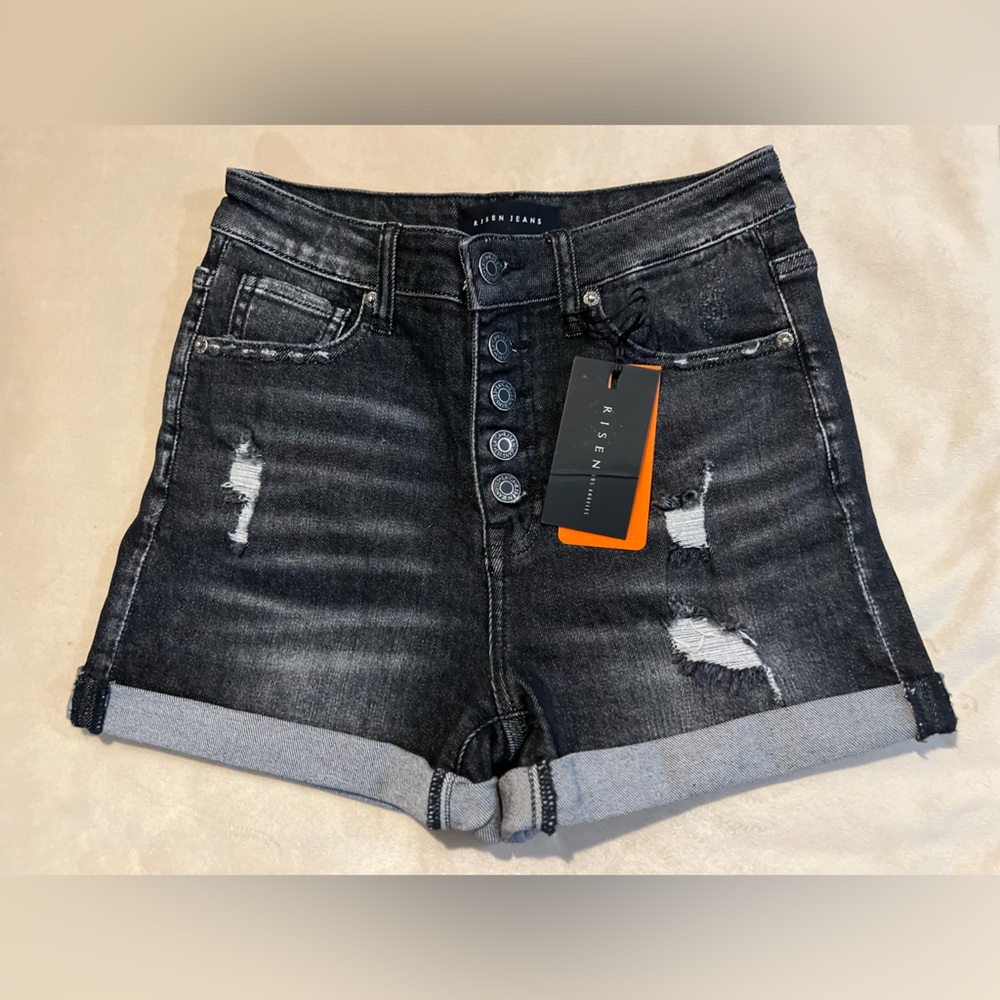 NWT Risen High Waisted Button Fly Denim Shorts